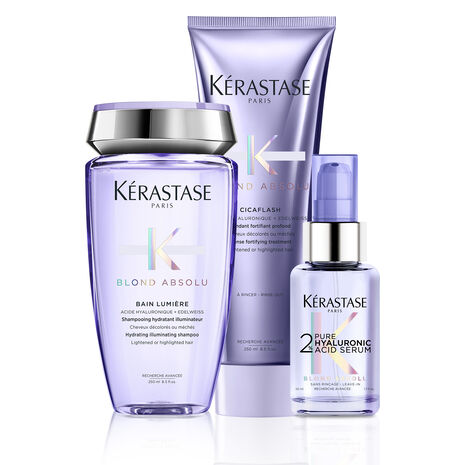 Kerastase Blonde Absolu Trio Rubio Decolorado: Shampoo + Acondicionador + Serum
